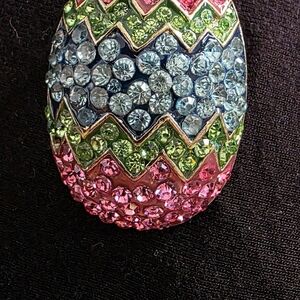 Colorful Crystal Zigzag Easter Egg Brooch